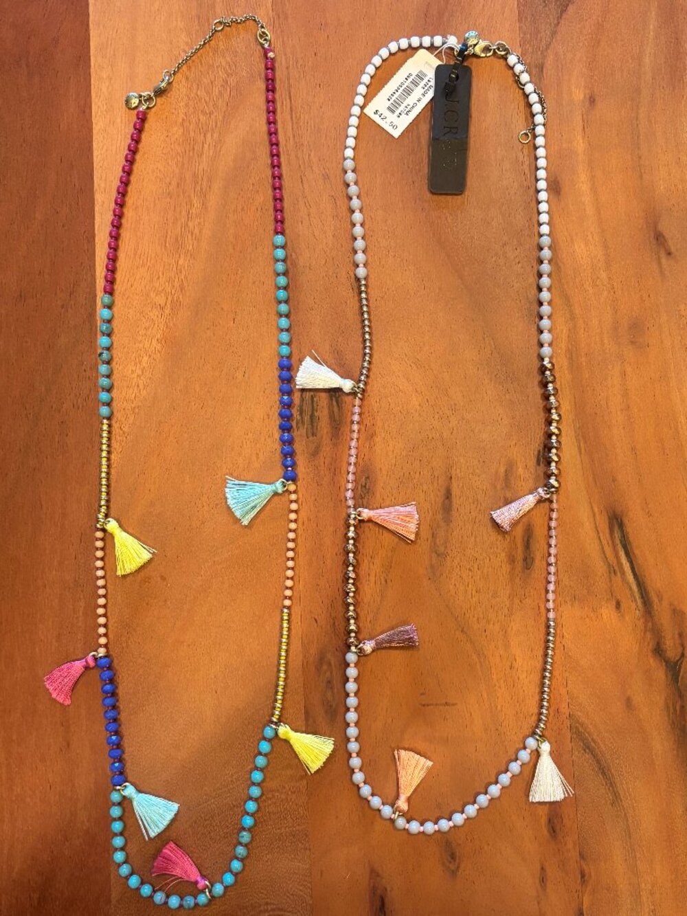 J.Crew Long Beaded Tassel Necklaces -- Bundle of 2